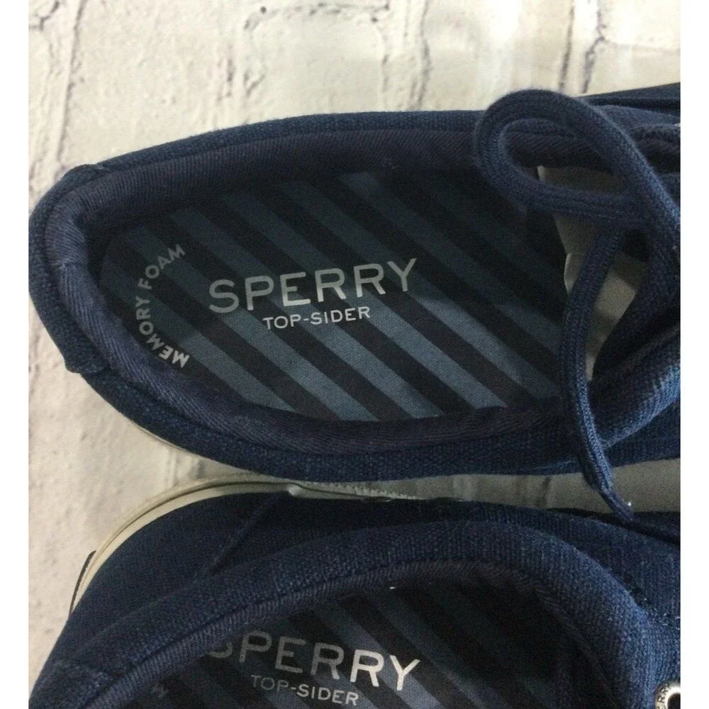 Sperry Top Siders Sneaker Shoes Men’s Size 11.5 Navy Blue Canvas Shoes STS21562